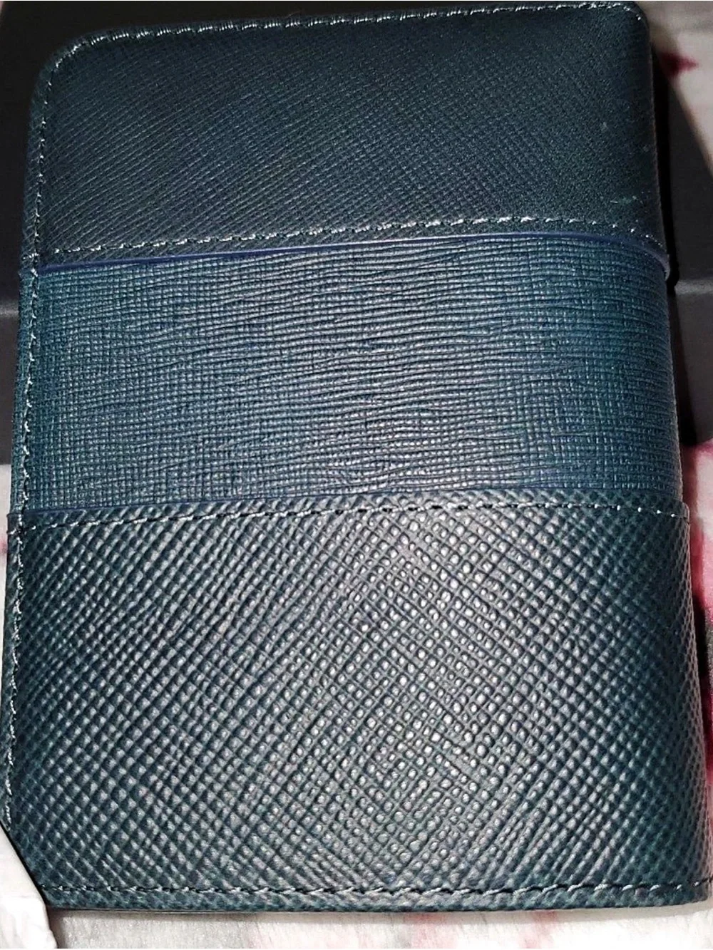 Diesel Two-Tone Textured Leather Bifold Wallet in Dark Teal